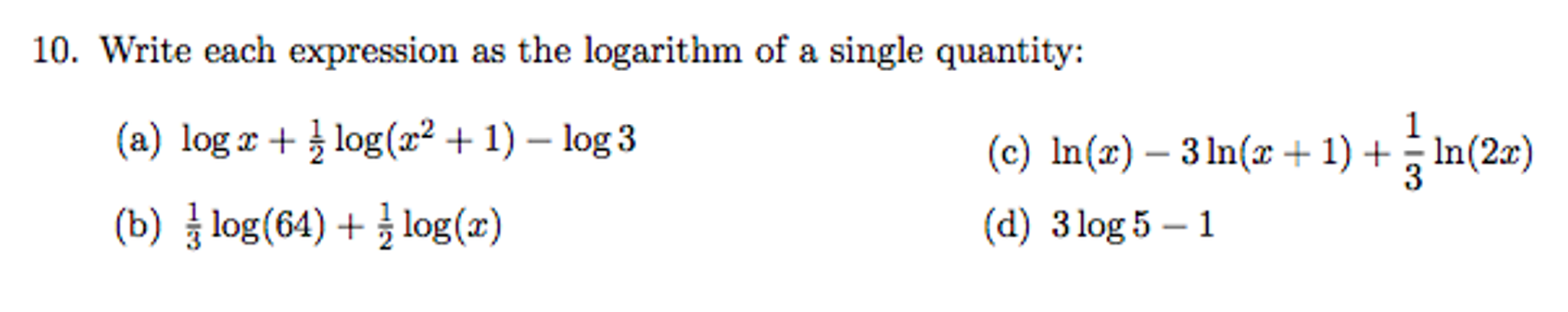 Solved Write Each Expression As The Logarithm Of A Single Chegg Com