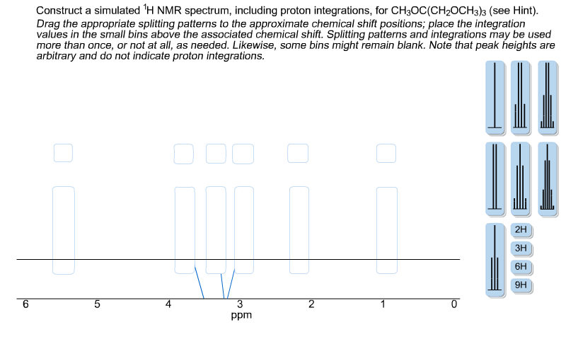 Construct a simulated 1H NMR spectrum, including