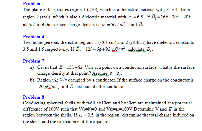 Solved The Plane Z 0 Separates Region 1 Z 0 Which Is A Chegg Com