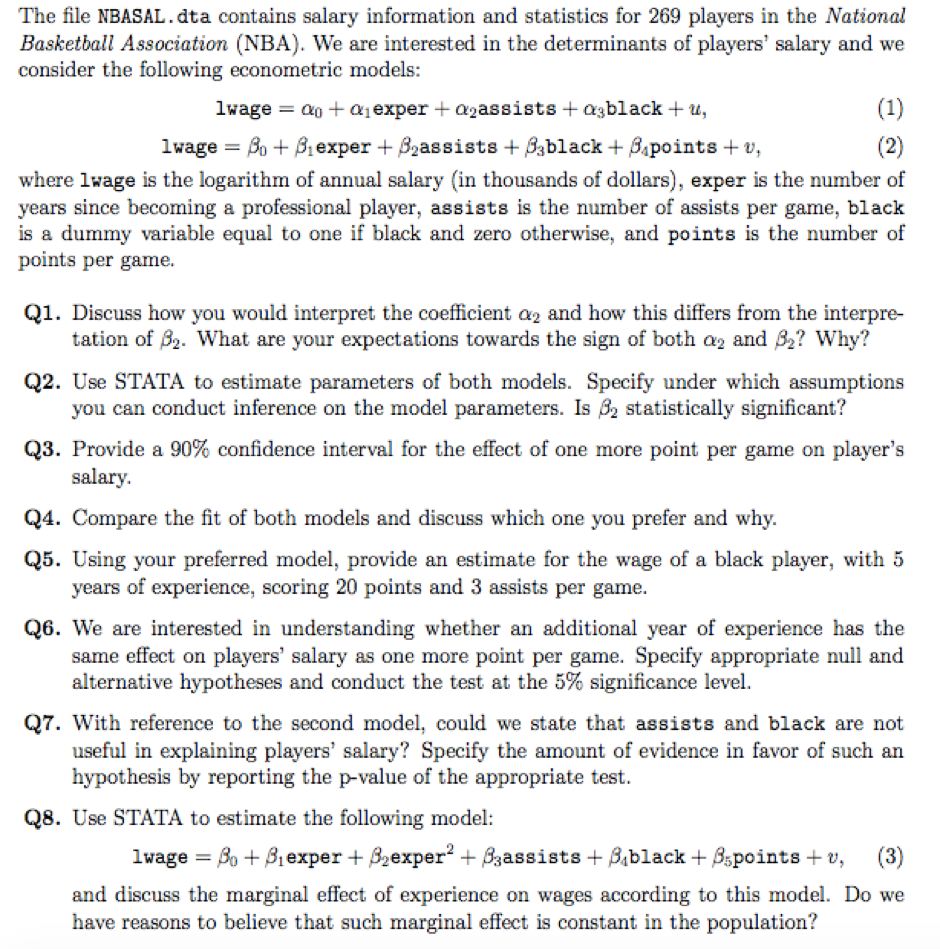 Econometrics stata assignment picture