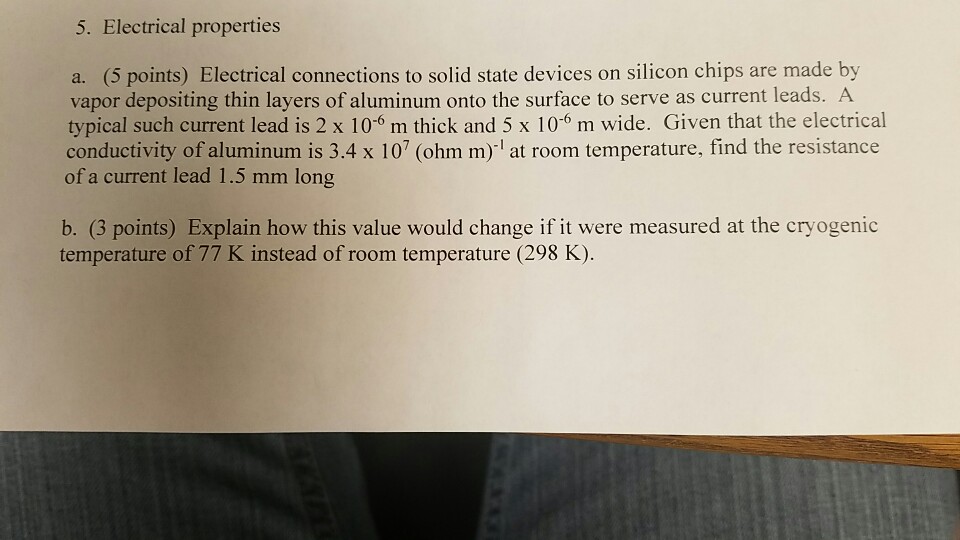 Solved 5 Electrical Properties A 5 Points Electrical