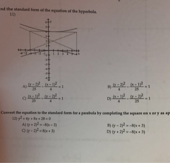 Solved Find The Standard Form Of The Equation Of The Chegg Com