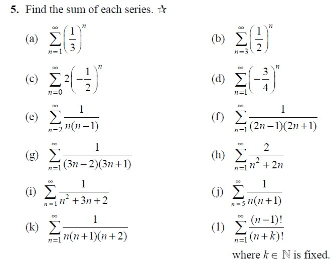 Solved 5 Find The Sum Of Each Series 7 2 A B 27 Chegg Com