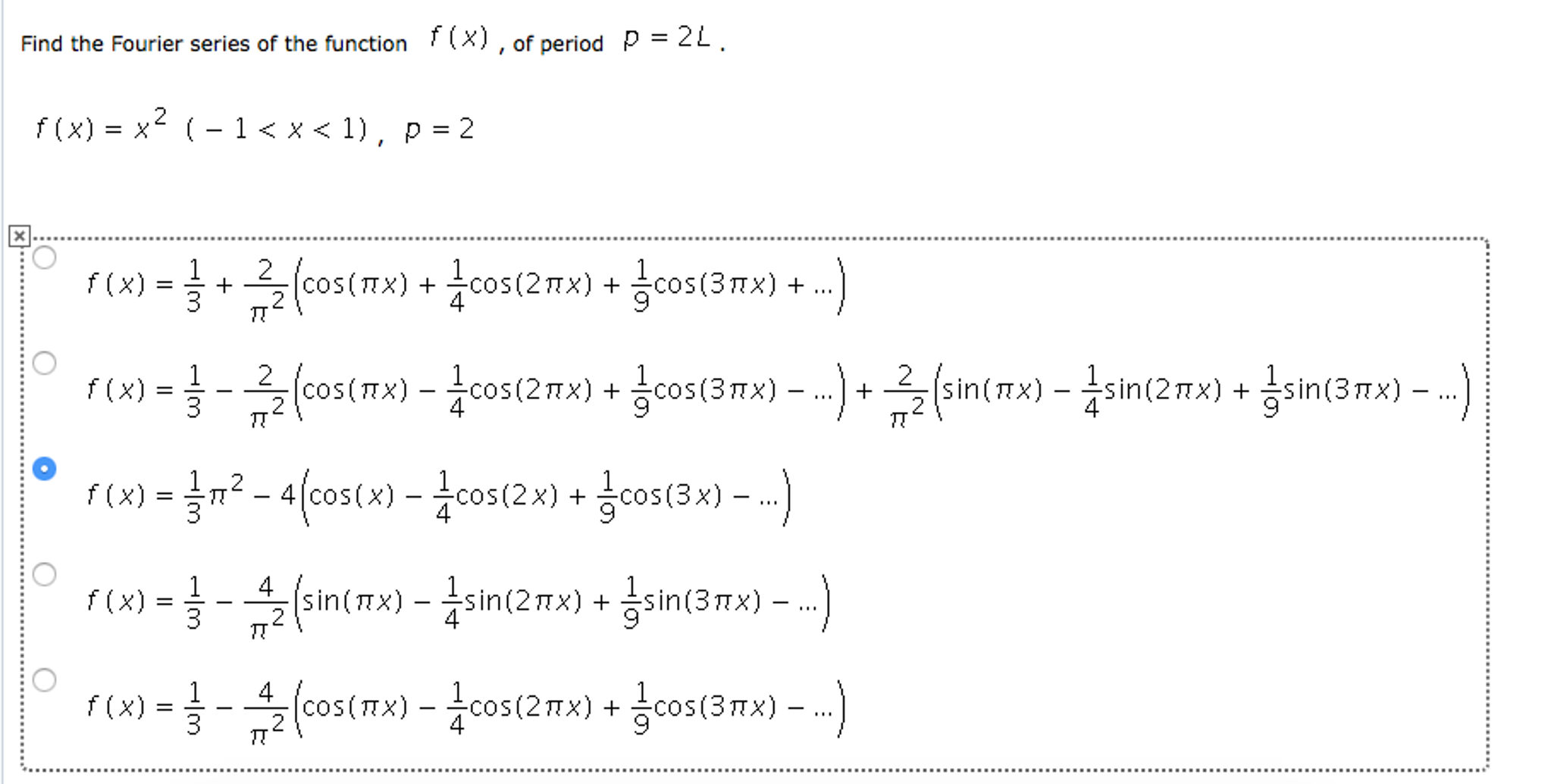 Solved Find The Fourier Series Of The Function F X Of P Chegg Com