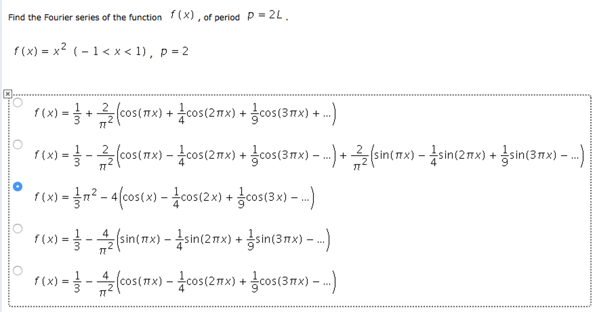 Find The Fourier Series Of The Function F X Of Chegg Com