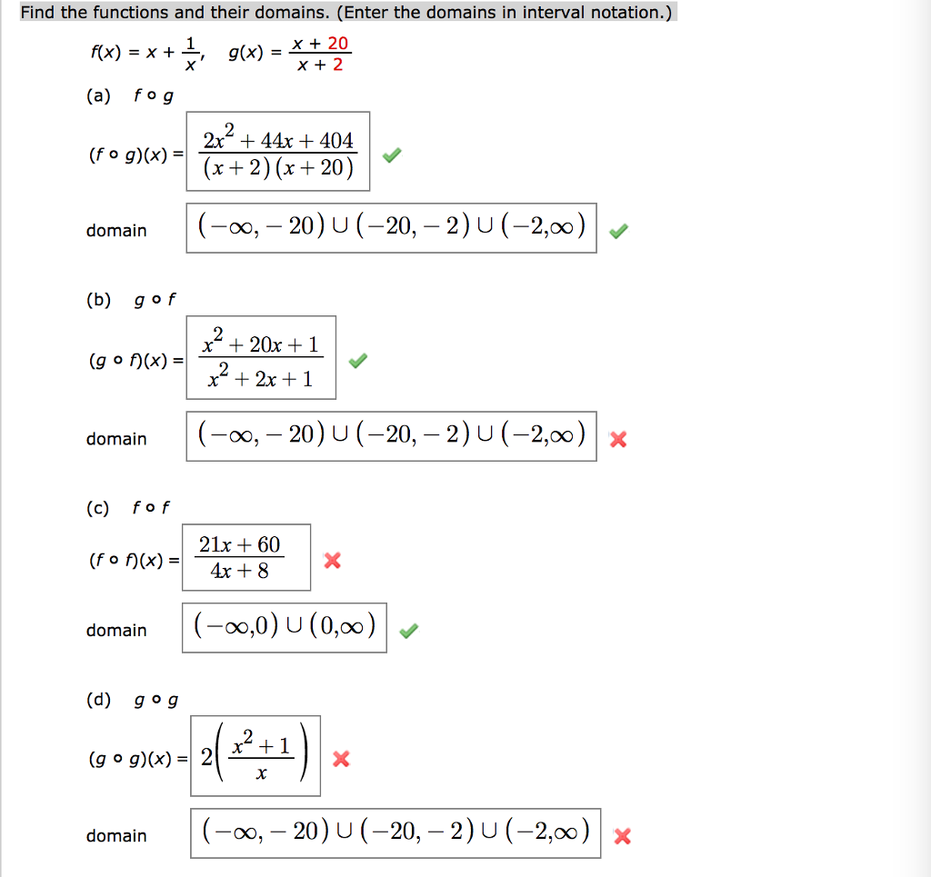 Solved Find The Functions And Their Domains Enter The D Chegg Com