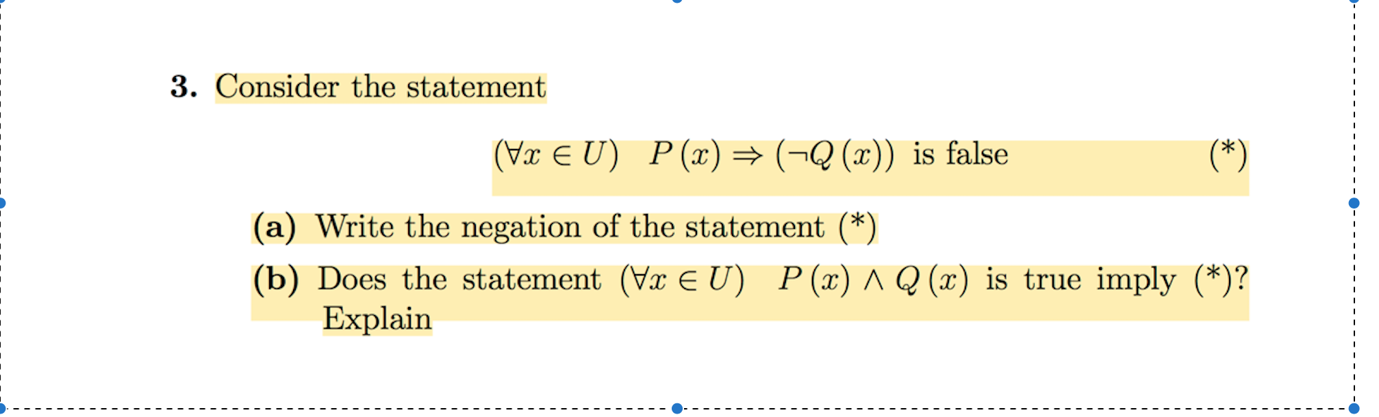 Solved Consider The Statement X U P X Q X Is False Chegg Com