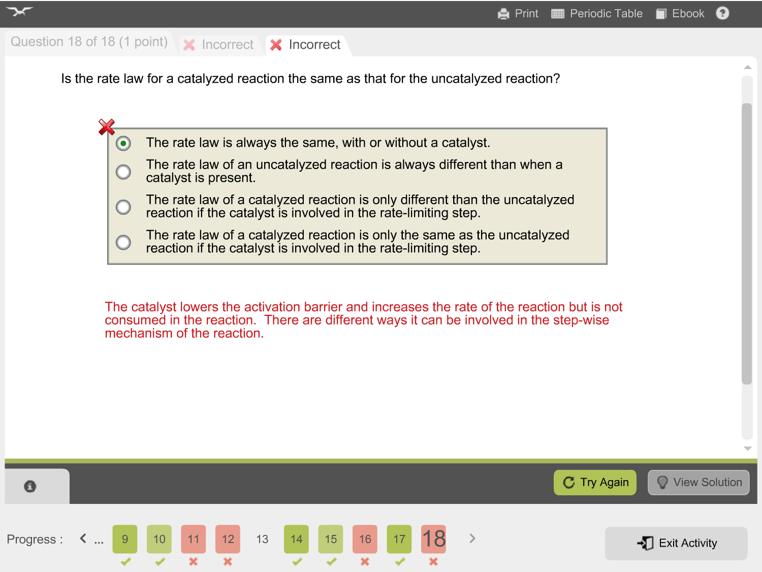 Solved Is The Rate Law For A Catalyzed Reaction The Same As Chegg Com