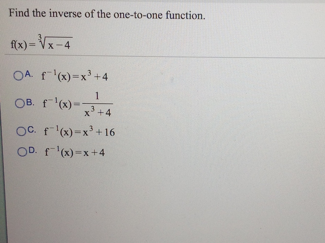 Solved Find the inverse of the one-to-one