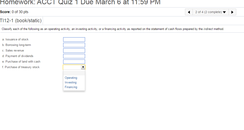 Solved: Classify Each Of The Following As An Operating Act... | Chegg.com