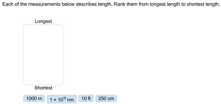 Each Of The Measurements Below Describes Length Rank Chegg 