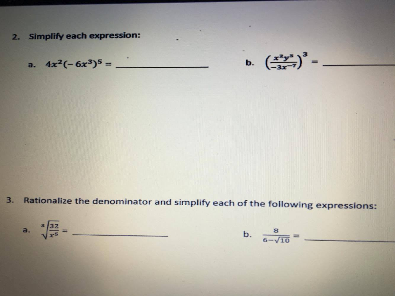 Solved Simplify Each Expression 4x 2 6x 3 5 Chegg