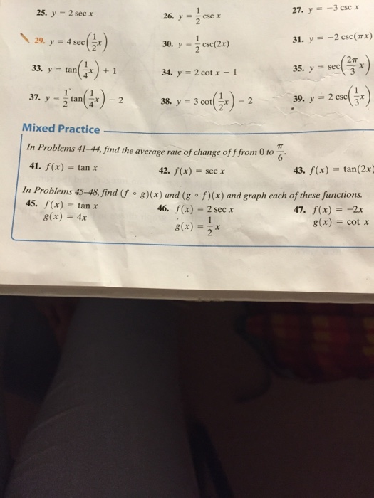 Solved Y 2 Sec X Y 1 2 Csc X Y 3 Csc X Y 4 Sec Chegg Com