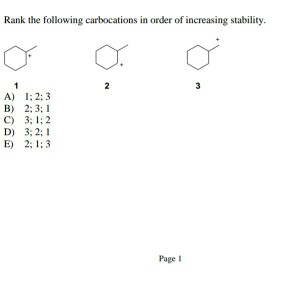 Rank The Following Carbocations In Order Of Chegg 