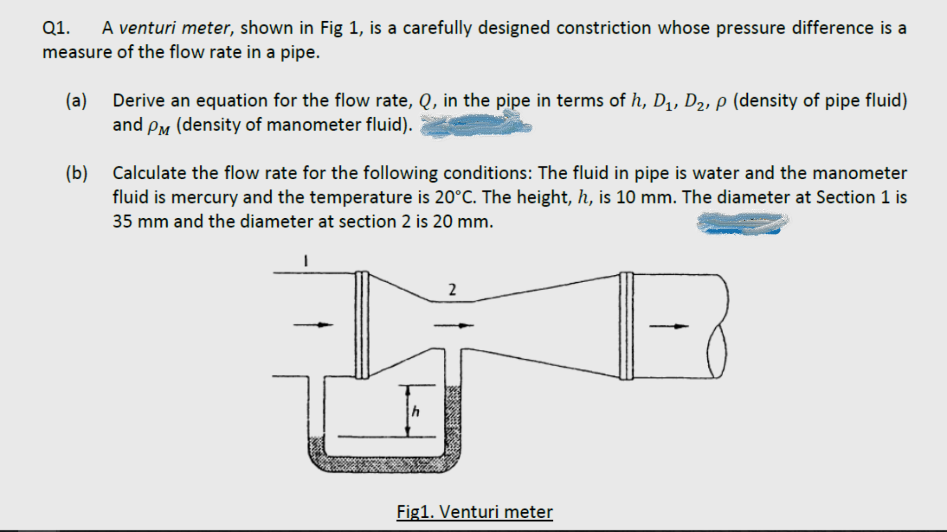 Venturi flow meter formula