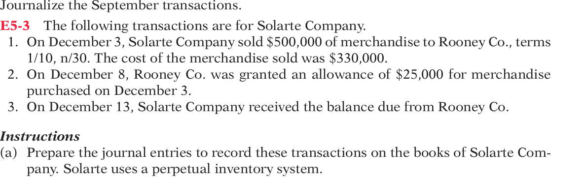 Journalize The September Transactions The Following Chegg 