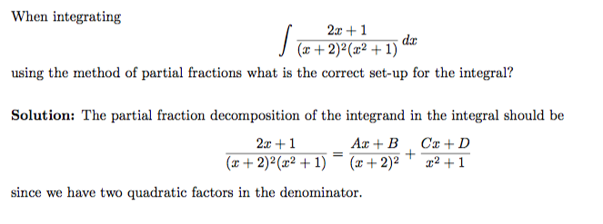 Solved When Integrating Integral 2x 1 X 2 2 X 2 1 Chegg Com