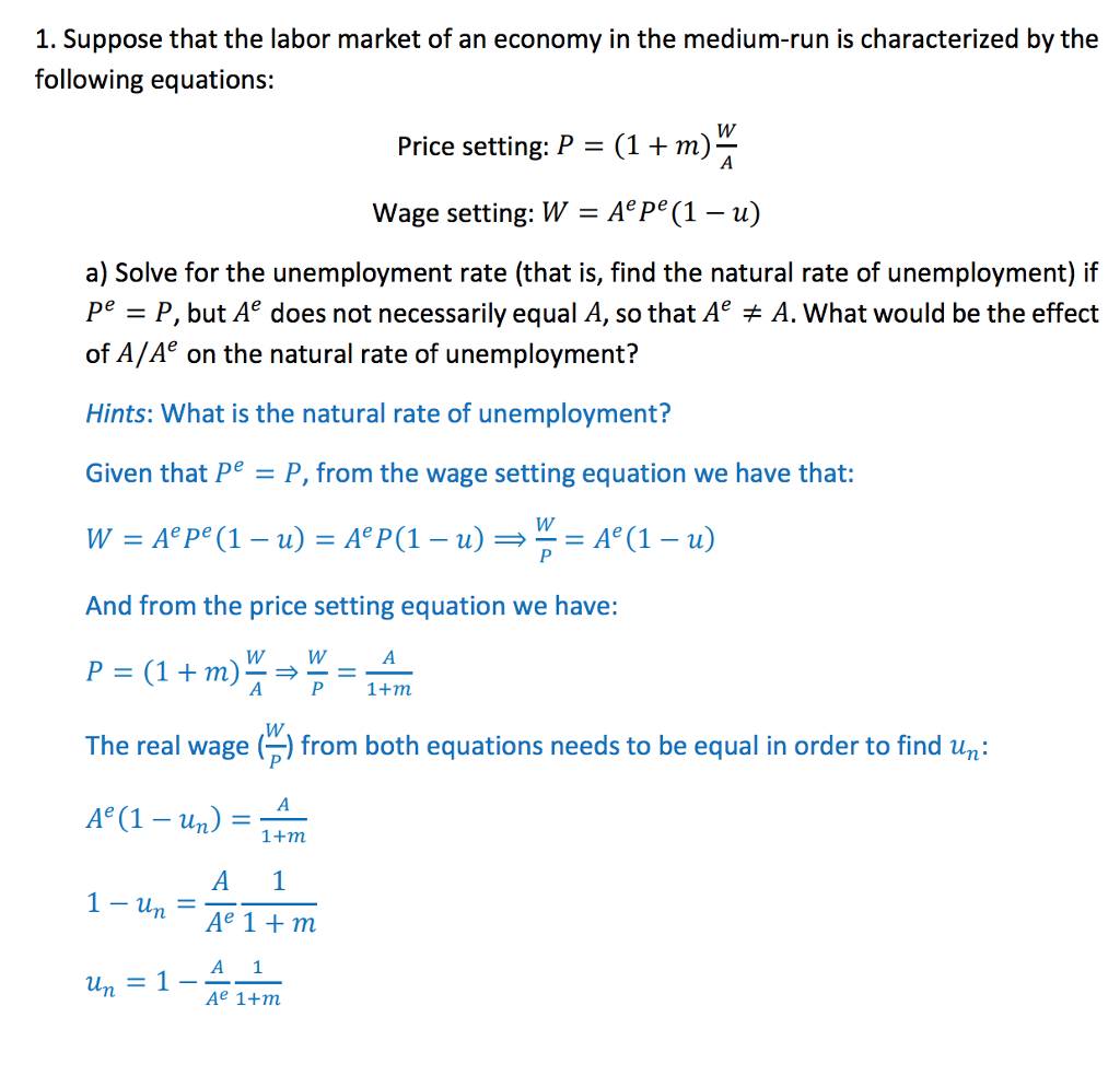 1 Suppose That The Labor Market Of An Economy In The Chegg Com