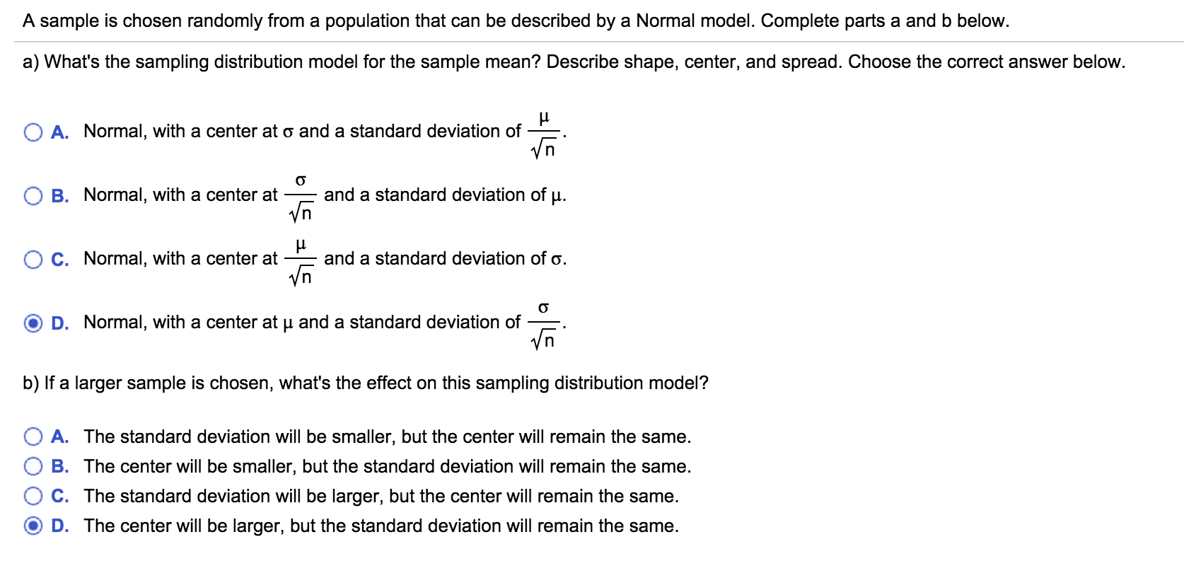 Solved: A Sample Is Chosen Randomly From A Population That 