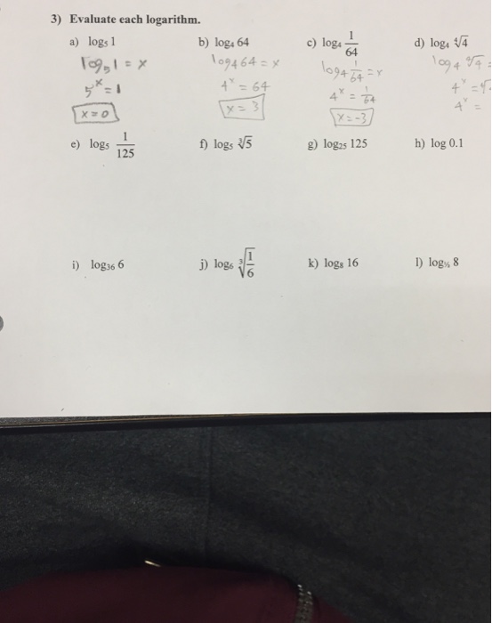 Solved 3 Evaluate Each Logarithm A Logs 1 B Log4 64 C Chegg Com