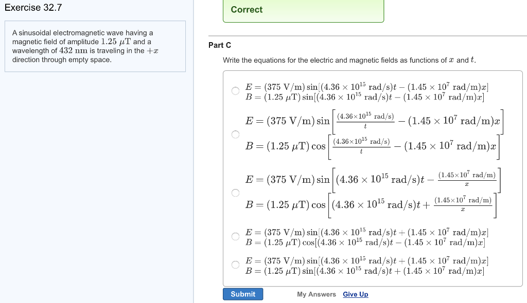 Solved A Sinusoidal Electromagnetic Wave Having A Magneti Chegg Com