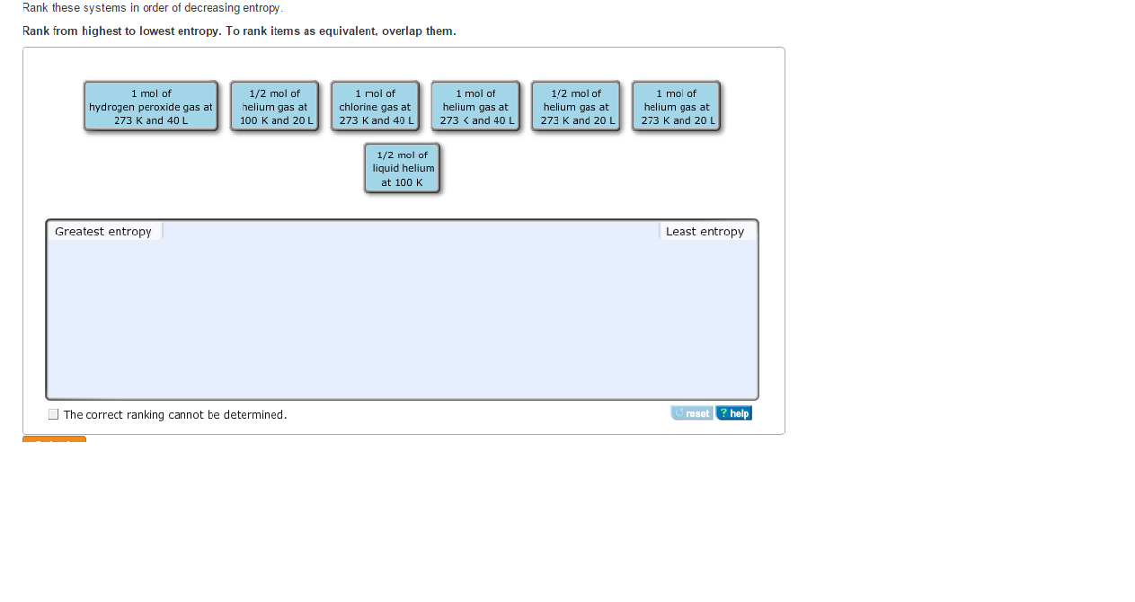 Solved Rank These Systems In Order Of Decreasing Entropy Chegg Com