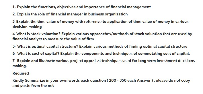 Solved Explain The Functions, Objectives And Importance Of | Chegg.com