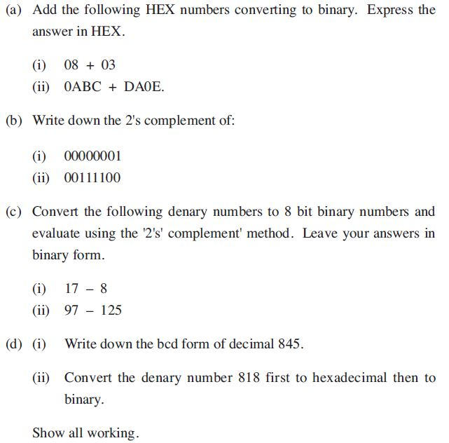 Solved Add The Following Hex Numbers Converting To Binary Chegg Com