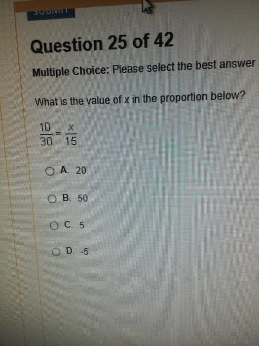 Solved What Is The Value Of X In The Proportion Below 10 Chegg Com