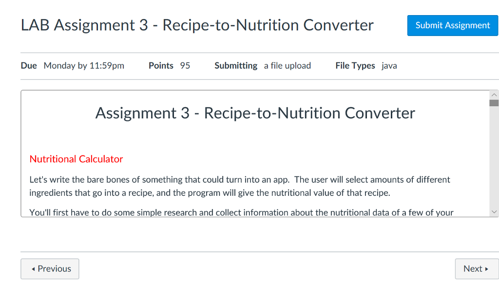 Recipe Nutrition Calculator