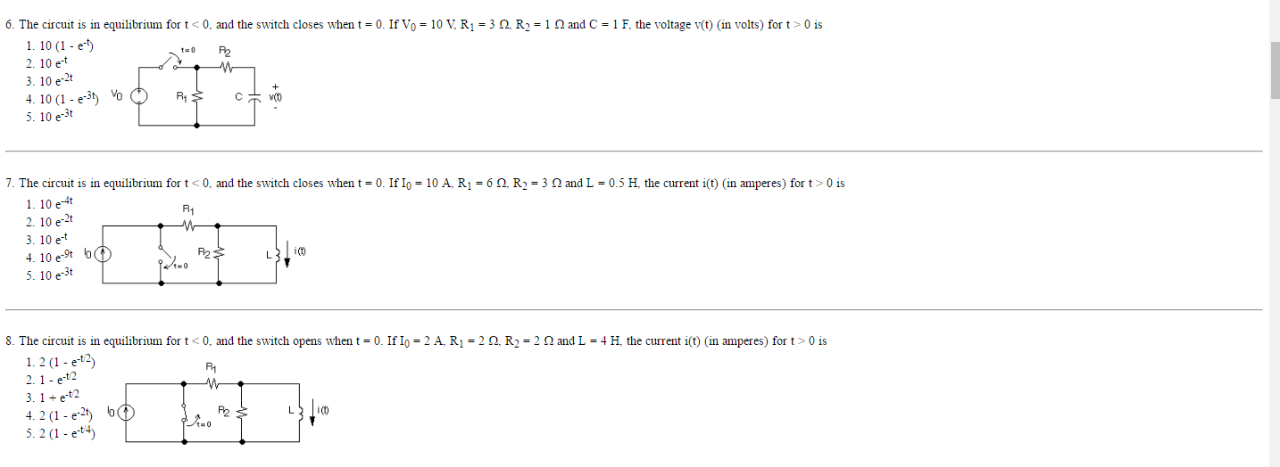 The Circuit Is In Equilibrium For T 0 And The Chegg Com