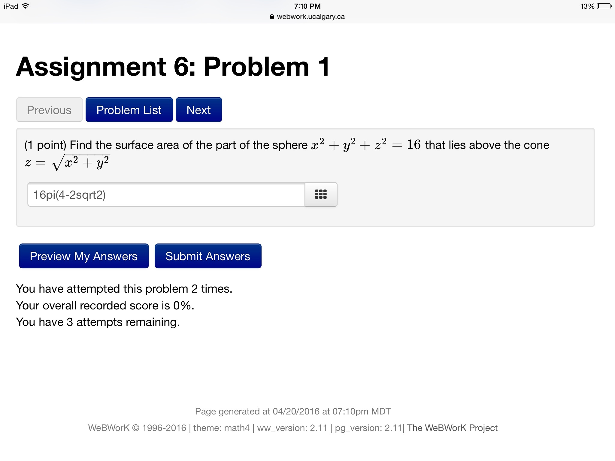 Solved Find The Surface Area Of The Part Of The Sphere X 2 Chegg Com