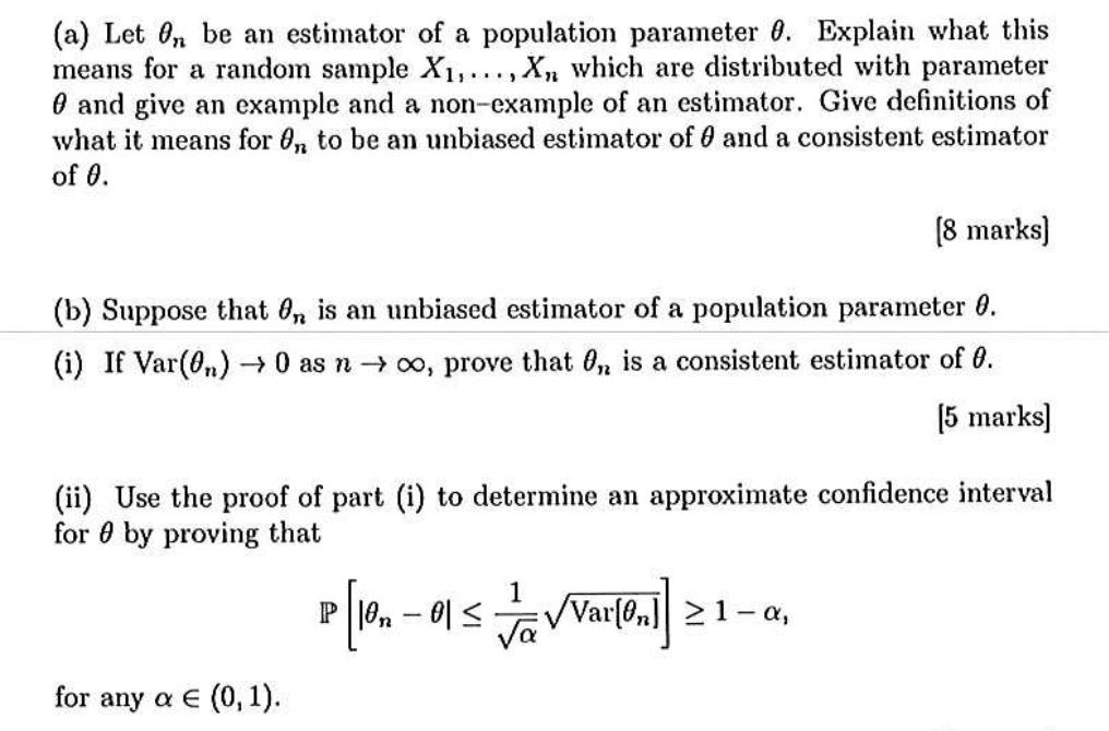 Let Theta N Be An Estimator Of A Population Parameter Chegg Com