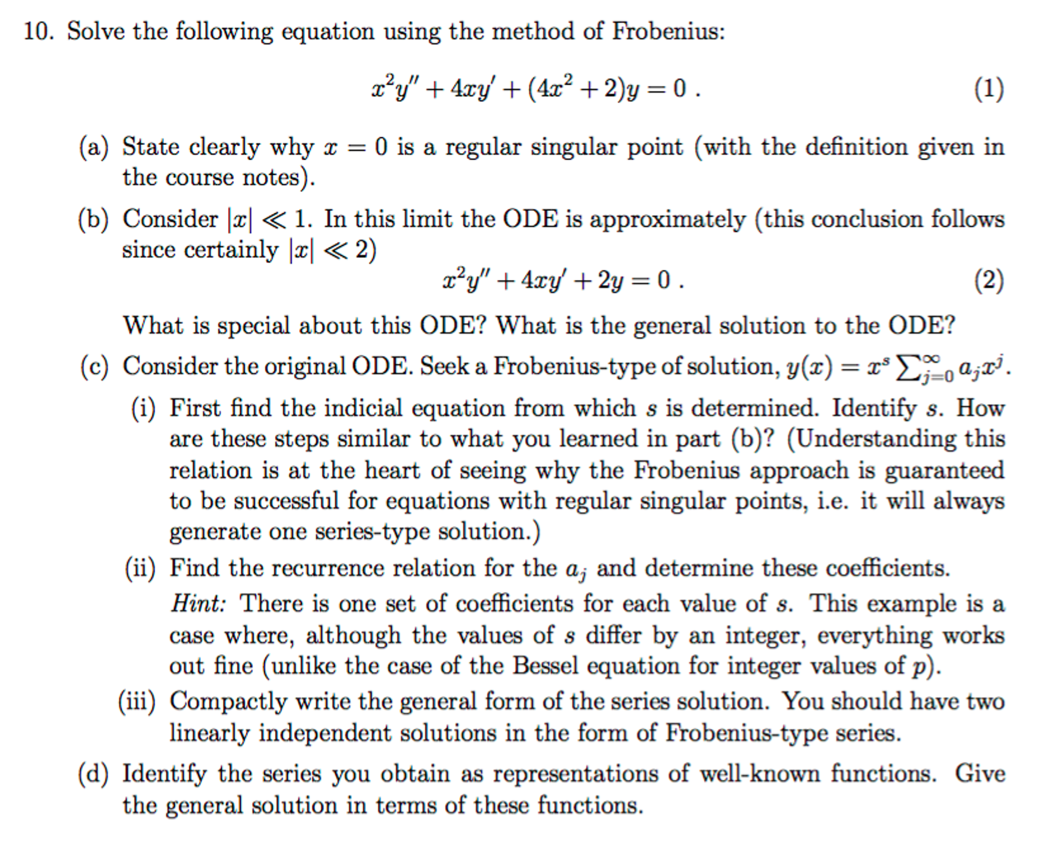 Solved Solve The Following Equation Using The Method Of Chegg Com