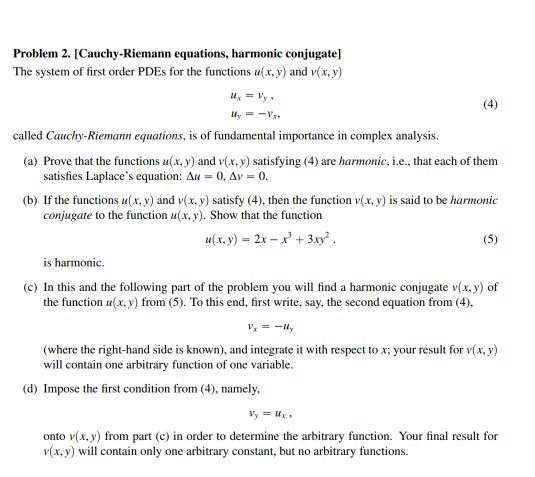 Solved Problem 2 Cauchy Riemann Equations Harmonic Chegg Com