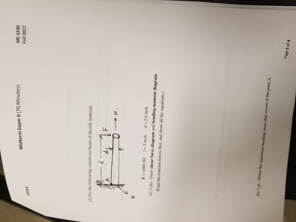 Solved Midterm Exam II (70 Minutes) ME 3230 Fall 2017 CSU...