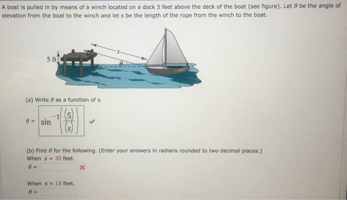 Solved A Boat Is Pulled In By Means Of A Winch Located On A Chegg Com