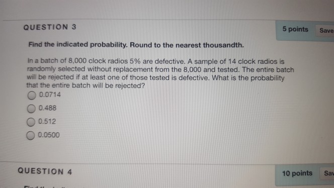 Question 3 5 Points Save Find The Indicated Chegg 