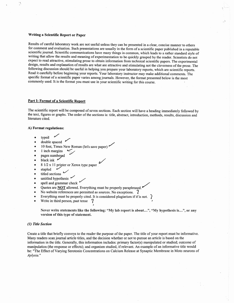 Write A Scientific Lab Report Based The Info Gi