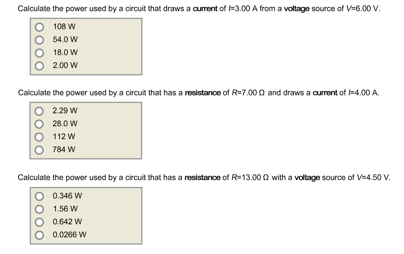 Solved Calculate The Power Used By A Circuit That Draws A Chegg Com