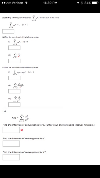 Solved A Starting The Geometric Series Summation N 0 Chegg Com