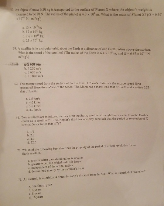 Solved 50 An Object Of Mass 0 50 Kg Is Transported To Th Chegg Com