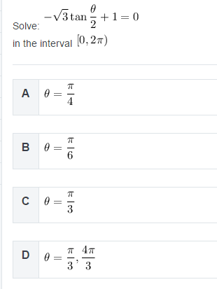 Solved Solve Squareroot 3 Tan Theta 2 1 0 In The Chegg Com