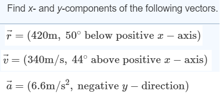 Solved Find X And Y Components Of The Following Vectors Chegg Com