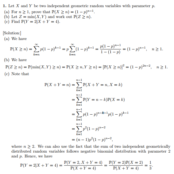 Solved Why Probability Of Min X Y N Is Same As Probabi Chegg Com
