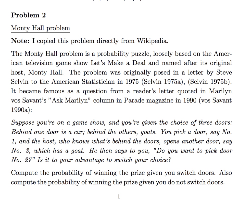 Monty Hall problem - Wikipedia