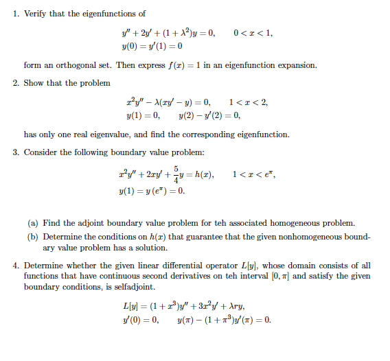 Verify That The Eigenfunctions Of Y 2y 1 L Chegg Com