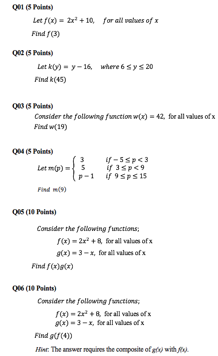 Solved Q01 5 Points Let F X 2x2 10 Find F 3 For Chegg Com