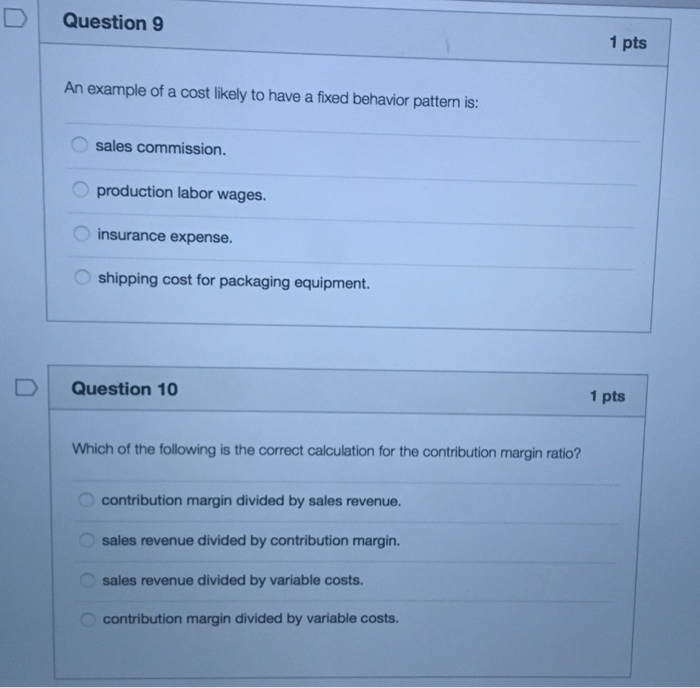 Solved: An Example Of A Cost Likely To Have A Fixed Behavi ...