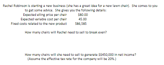 Solved Questions 1 How Many Lawn Chairs Does Rachel Nee